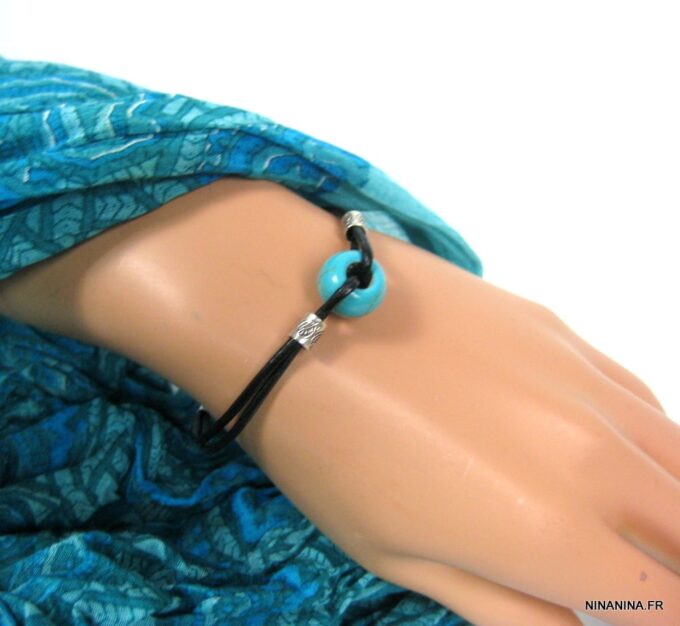 N3509bisl_bracelet_cordon_cuir_argent_massif_et_turquoise