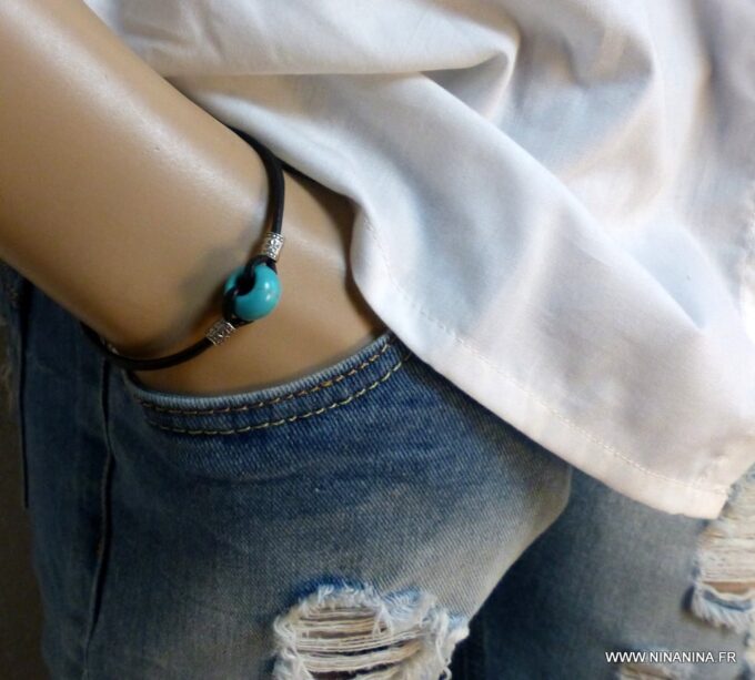 N3509d_Bracelet_homme_cordon_cuir_perle_turquoise_argent_massif_NINANINA