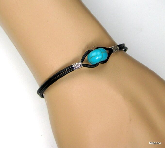 N3509d_bracelet_cordon_cuir_argent_massif_et_turquoise