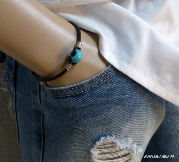 N3509f_Bracelet_homme_cordon_cuir_perle_turquoise_argent_massif_NINANINA