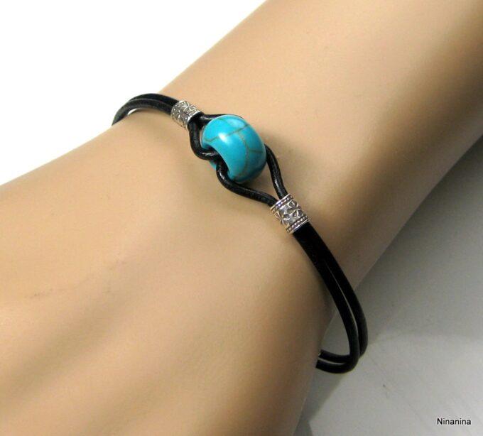 N3509f_bracelet_cordon_cuir_argent_massif_et_turquoise