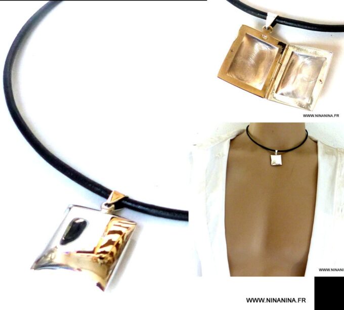 N3521C_Collier_homme_cordon_cuir_porte_photo_argent_925_massif_-_Bijoux_Colliers_en_ligne_NINANINA