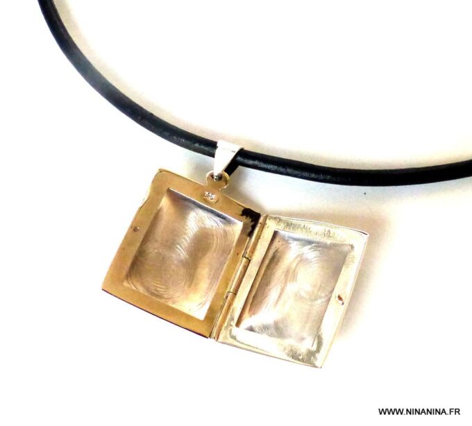 N3521D_Collier_homme_cordon_cuir_porte_photo_argent_925_massif_-_Bijoux_Colliers_en_ligne_NINANINA