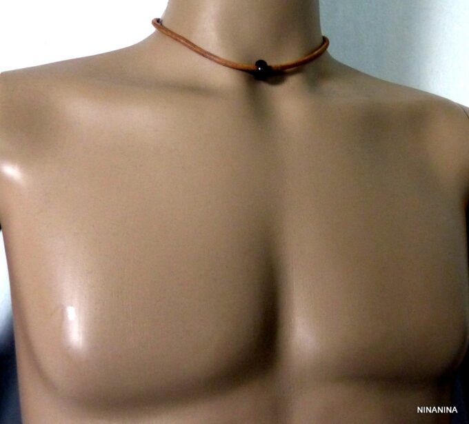 N3534tere_Collier_homme_cordon_cuir_rondelle_agate_noire