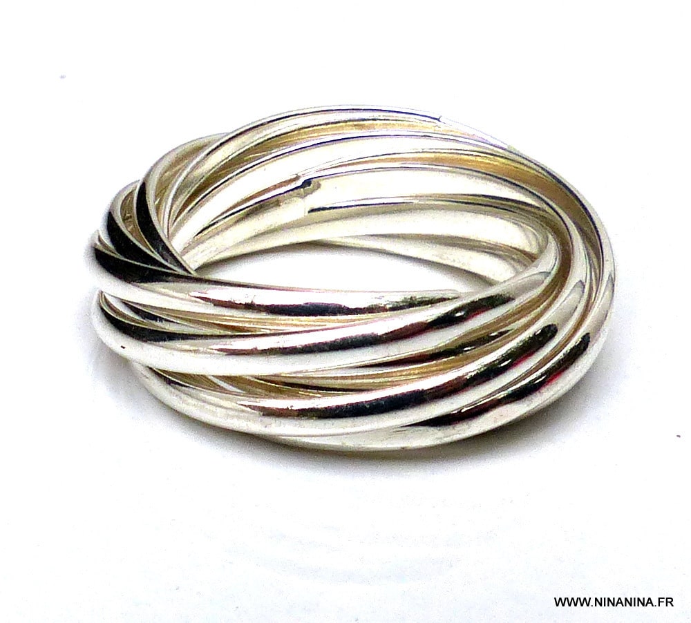 Bague Multi Anneaux Argent Entrelacés Pour Femme