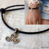 N3557_Bracelet_femme_triskel_acier_inoxydable_argente_et_cordon_cuir_-_Bijoux_Bracelets_en_ligne_Ninanina