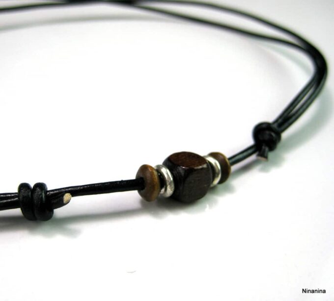 N3569b_collier_cordon_homme_cuir_bois_et_argent_massif