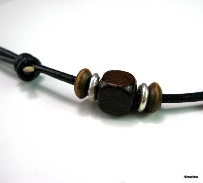 N3569e_collier_cordon_homme_cuir_bois_et_argent_massif