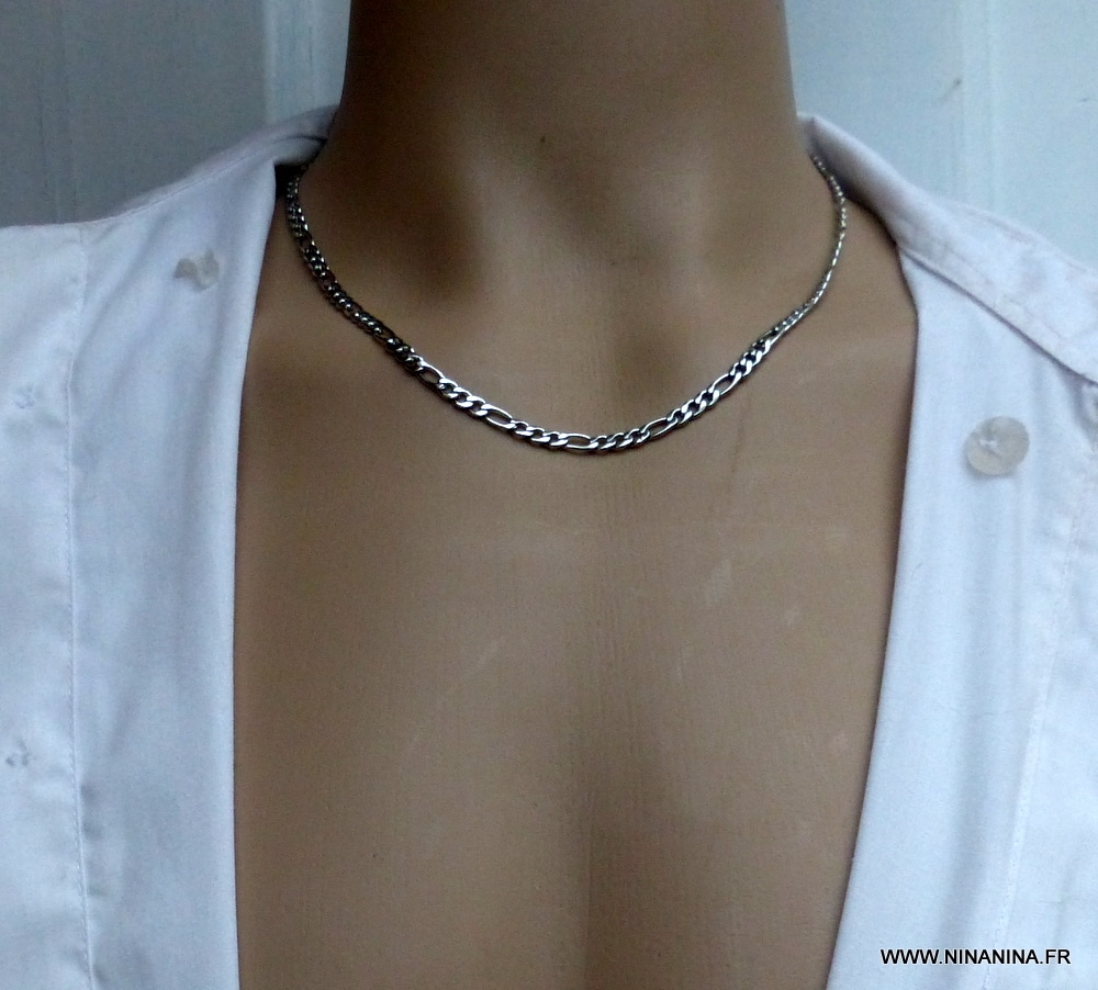 H+C 4mm Largeur 50cm Longueur - Acier Inoxydable Collier Homme - Chaîne de  Lien - Couleur Argent - avec Fermoir Homard : : Mode