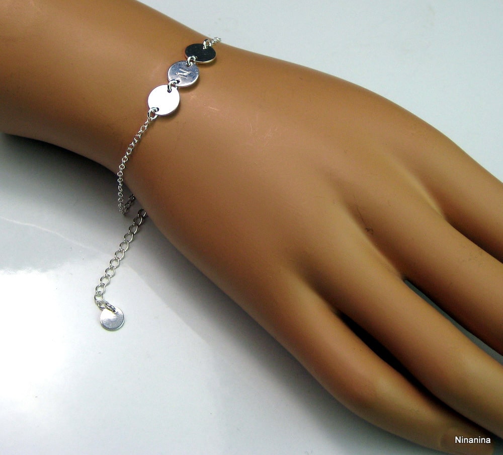 Bracelet personnalisé femme Argent 925 gravé pas cher - Ninanina