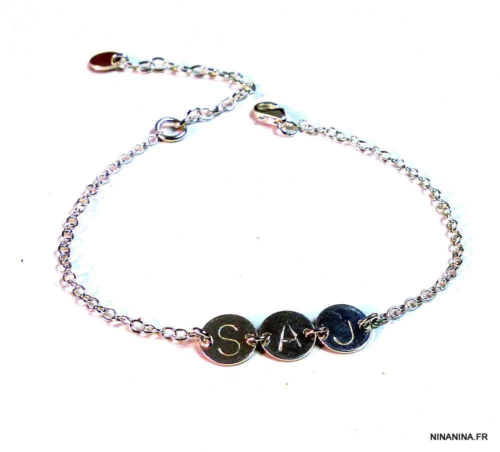 Bracelet personnalisé femme Argent 925 gravé pas cher - Ninanina