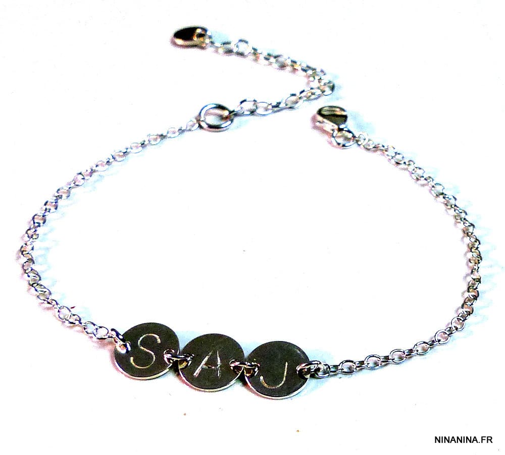 Bracelet personnalisé femme Argent 925 gravé pas cher - Ninanina