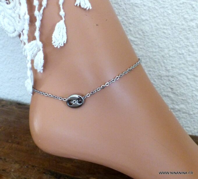 N3591d_Chaine_de_cheville_coquillage_cauri_acier_inoxydable_argent_NINANINA