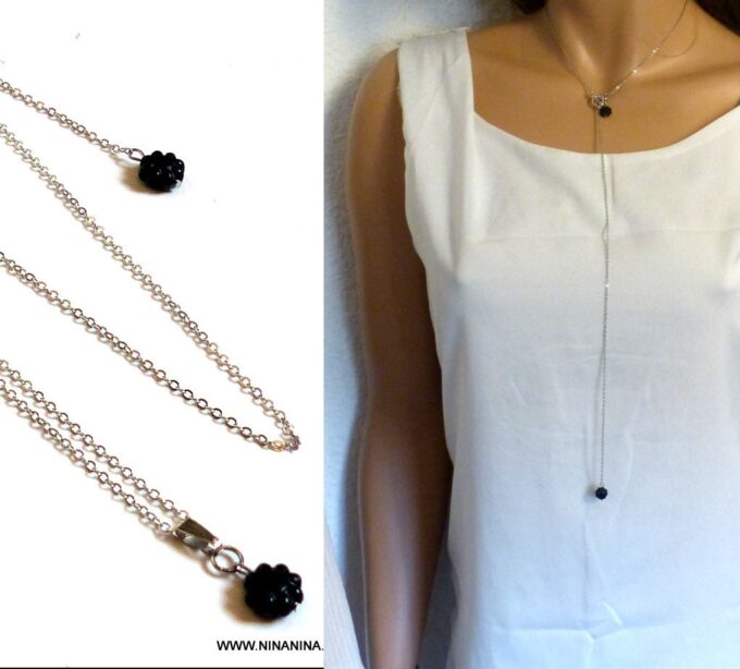 N3607c_Collier_de_dos_fleur_noire_metal_argente_-_Bijoux_en_ligne_Ninanina