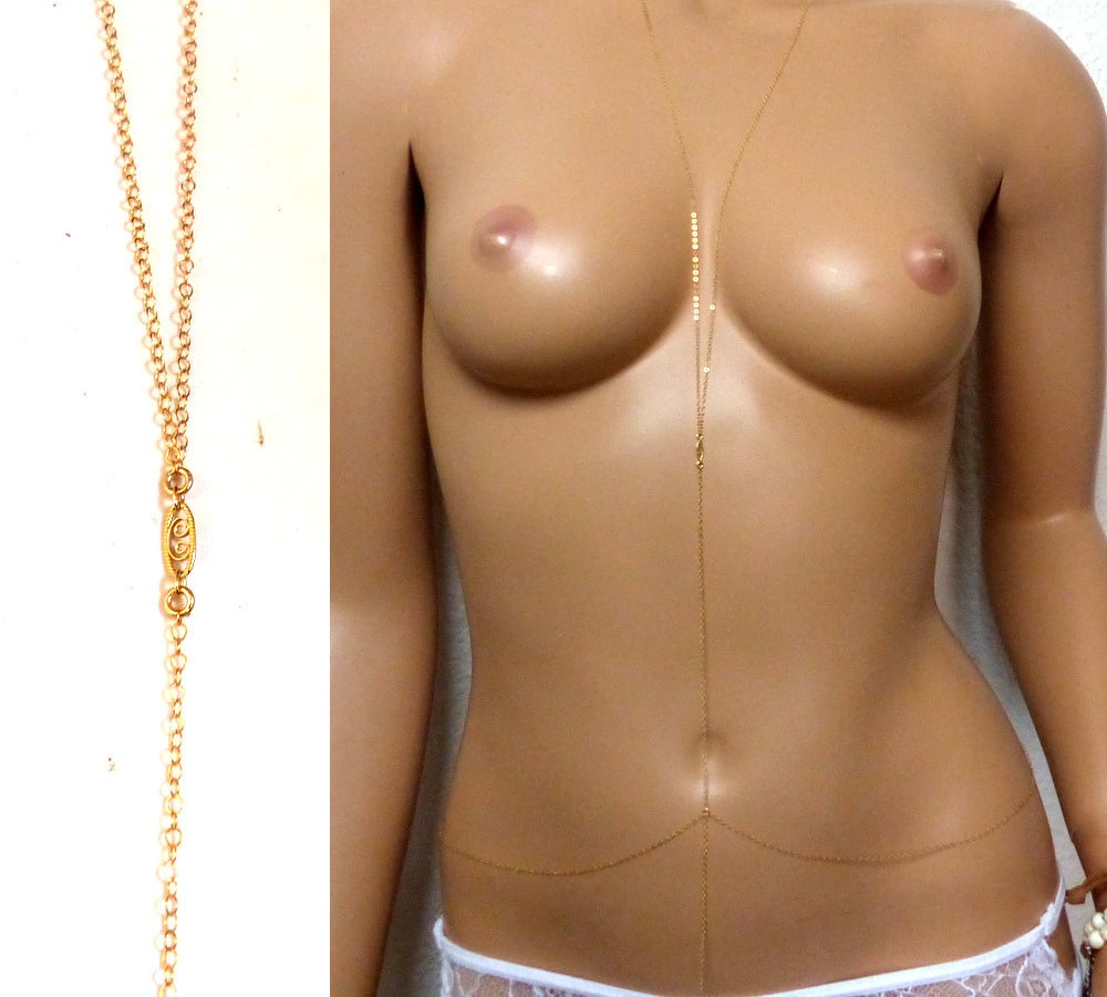 Chaine de corps or plaqué femme chaine maille forçat – Image 5