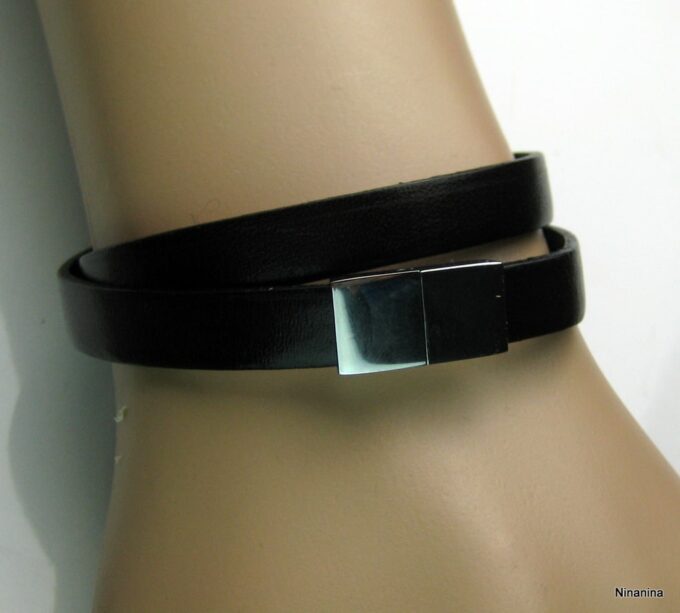 N3620f_bracelet_cuir_et_acier_inoxydable_aimante