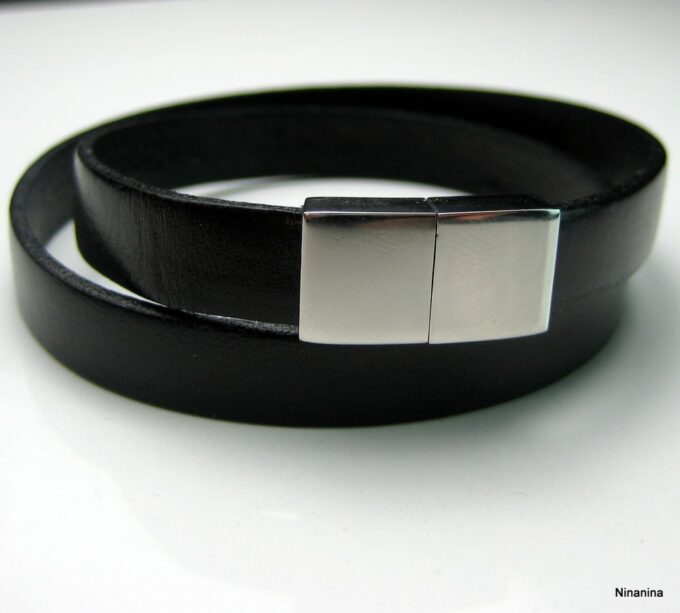 N3620h_bracelet_cuir_et_acier_inoxydable_aimante