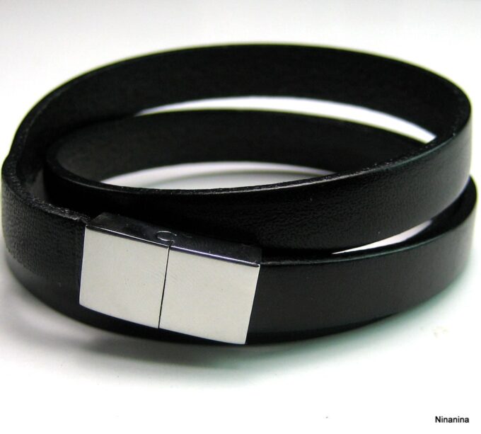 N3621c_bracelet_cuir_3_tours_acier_inoxydable