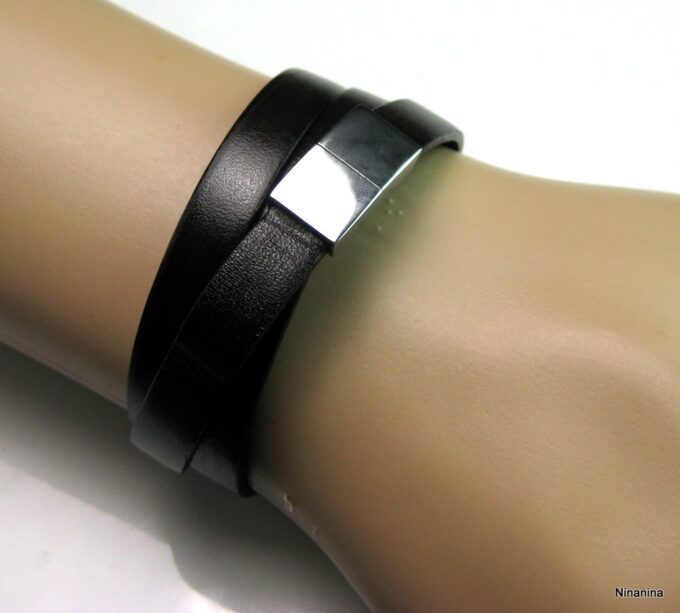 N3621d_bracelet_cuir_3_tours_acier_inoxydable