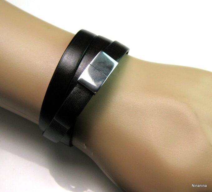 N3621e_bracelet_cuir_3_tours_acier_inoxydable