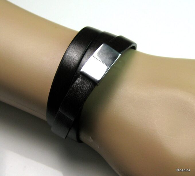 N3621f_bracelet_cuir_3_tours_acier_inoxydable