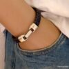 N3640b_Bracelet_homme_cuir_tresse_bleu_gris_-_Bijoux_Bracelets_en_ligne_Ninanina