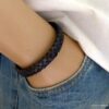 N3640c_Bracelet_homme_cuir_tresse_bleu_gris_-_Bijoux_Bracelets_en_ligne_Ninanina