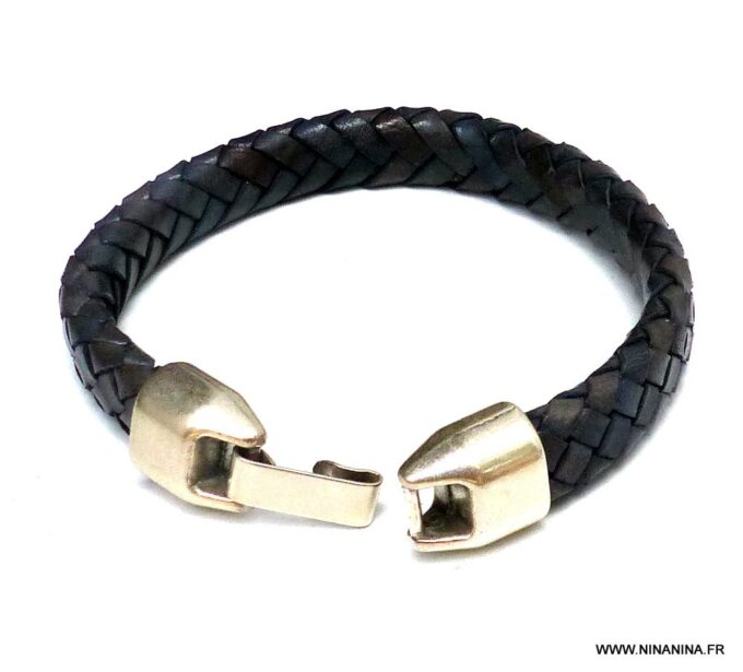 N3640d_Bracelet_homme_cuir_tresse_bleu_gris_-_Bijoux_Bracelets_en_ligne_Ninanina