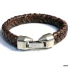 N3640d_bracelet_homme_cuir_tresse_fermoir_crochet_metal_argente