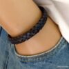 N3640f_Bracelet_homme_cuir_tresse_bleu_gris_-_Bijoux_Bracelets_en_ligne_Ninanina