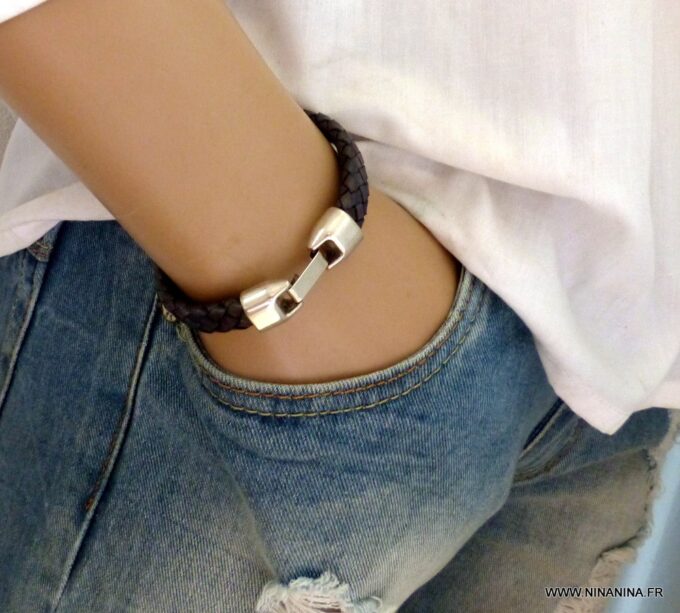 N3640j_Bracelet_homme_cuir_tresse_bleu_gris_-_Bijoux_Bracelets_en_ligne_Ninanina