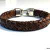 N3640k_bracelet_homme_cuir_tresse_fermoir_crochet_metal_argente