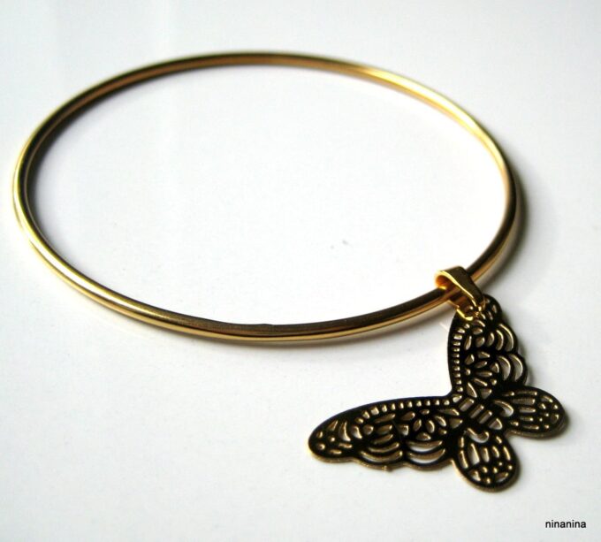 N3669b_bracelet_jonc_papillon_acier_inoxydable_dore