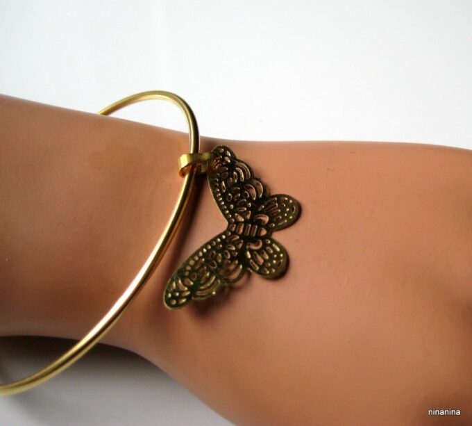 N3669d_bracelet_jonc_papillon_acier_inoxydable_dore