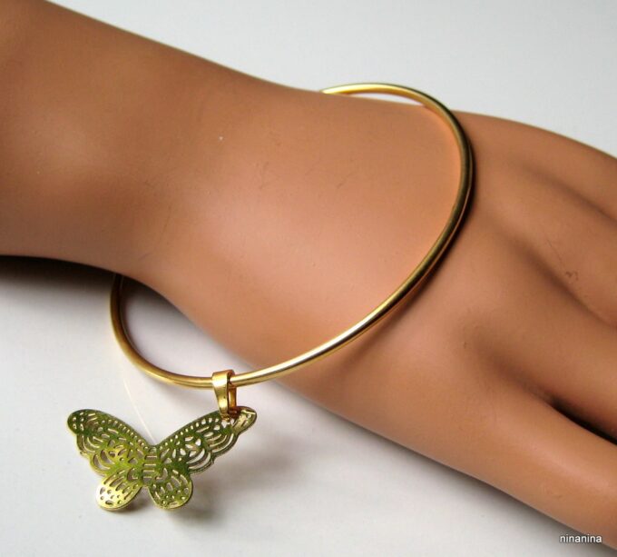 N3669g_bracelet_jonc_papillon_acier_inoxydable_dore