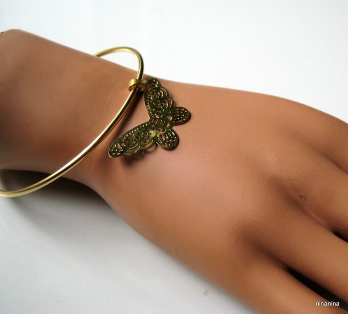 N3669h_bracelet_jonc_papillon_acier_inoxydable_dore