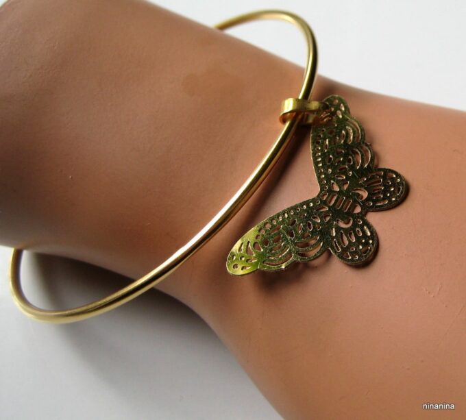 N3669j_bracelet_jonc_papillon_acier_inoxydable_dore