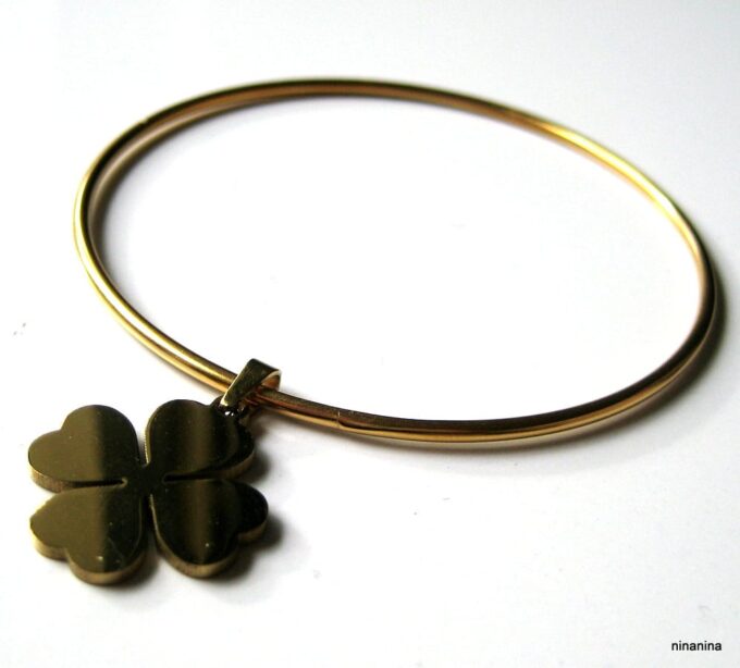 N3672g_bracelet_jonc_trefle_4_feuilles_acier_inoxydable_dore
