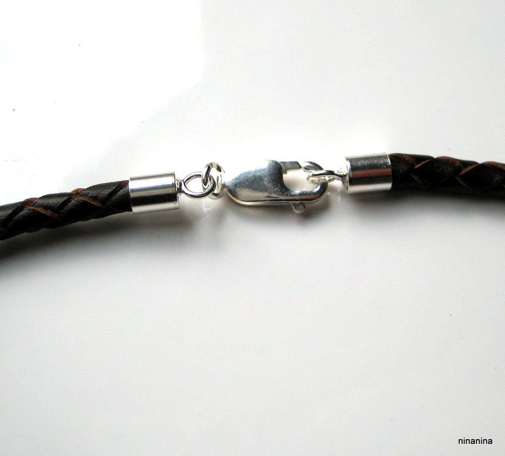 Collier homme Cordon Cuir tressé fermoir Argent 925 massif – Image 4