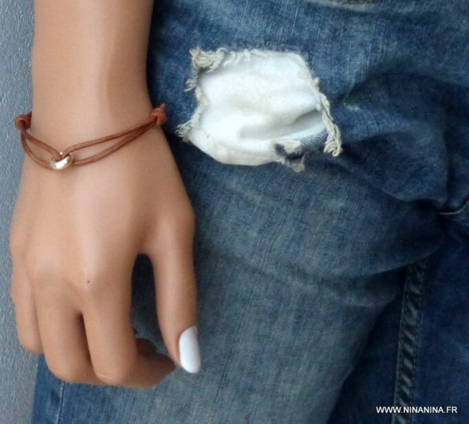 N3693d_Bracelet_cordon_cuir_anneau_donut_argent_925_massif_-_Bijoux_Bracelets_en_ligne_Ninanina