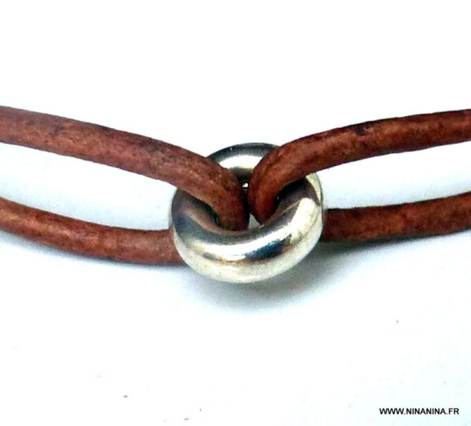 N3693f_Bracelet_cordon_cuir_anneau_donut_argent_925_massif_-_Bijoux_Bracelets_en_ligne_Ninanina-1