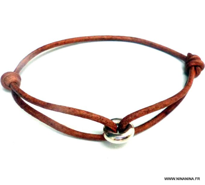 N3693h_Bracelet_cordon_cuir_anneau_donut_argent_925_massif_-_Bijoux_Bracelets_en_ligne_Ninanina-1