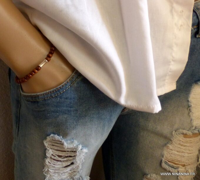 N3710a_Bracelet_homme_femme_elastique_strech_perles_bois_tube_metal_argent_NINANINA