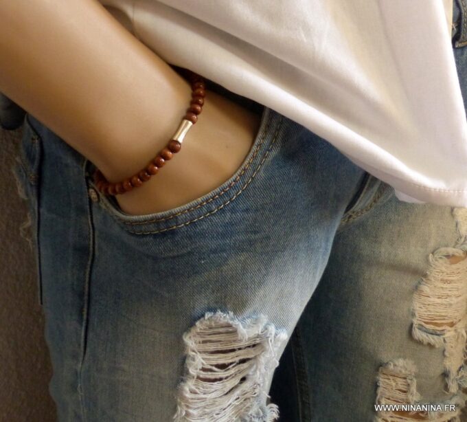 N3710d_Bracelet_homme_femme_elastique_strech_perles_bois_tube_metal_argent_NINANINA