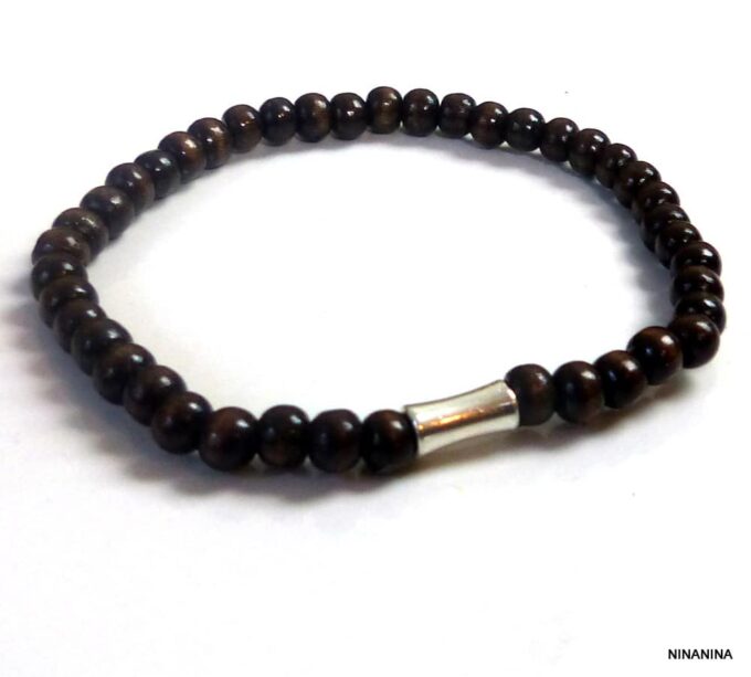 N3710tera_Bracelet_homme_perles_bois_tube_metal_argent