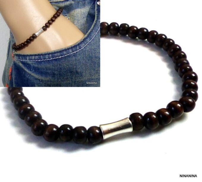 N3710tere_Bracelet_homme_perles_bois_tube_metal_argent