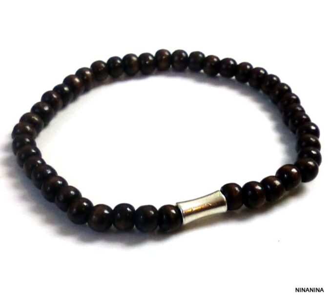 N3710teri_Bracelet_homme_perles_bois_tube_metal_argent