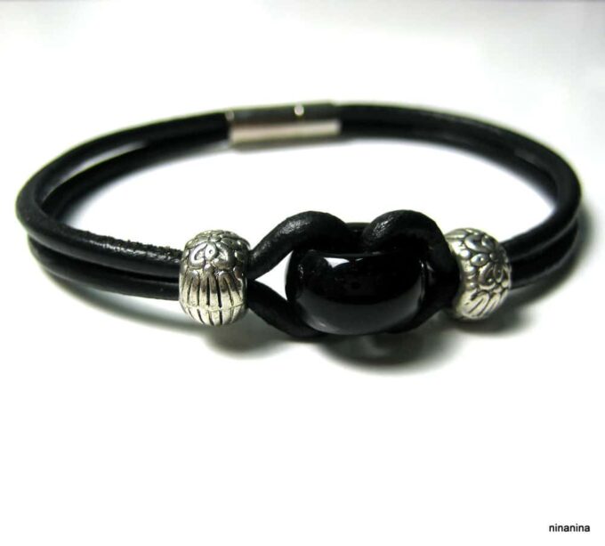 N3715i_bracelet_homme_cuir_et_perle_noire