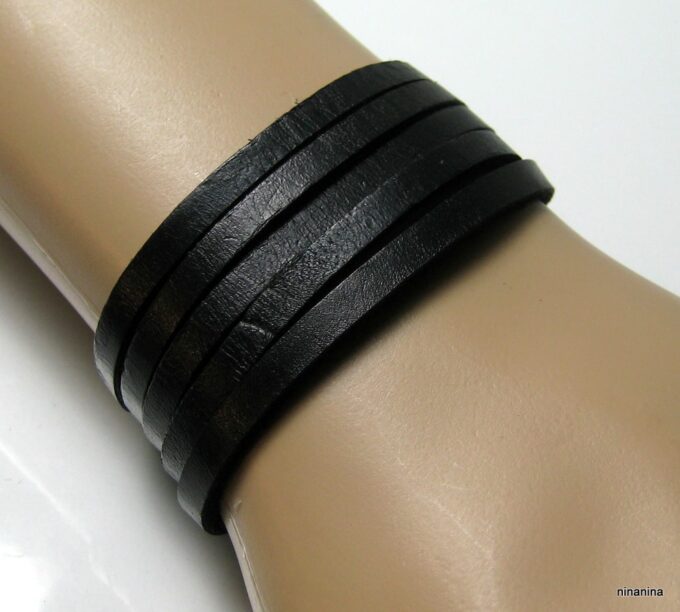 N3731b_bracelet_cuir_5_tours_et_acier_inoxydable