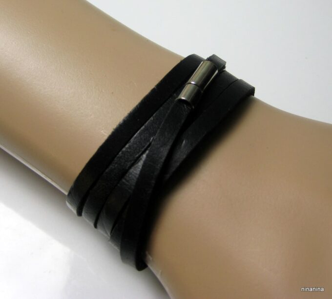 N3731g_bracelet_cuir_5_tours_et_acier_inoxydable